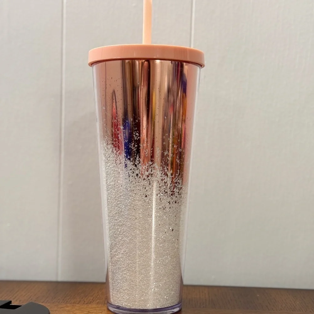 Starbucks 2019 Holiday Rose Gold Glitter Cascading Cold Cup 24oz